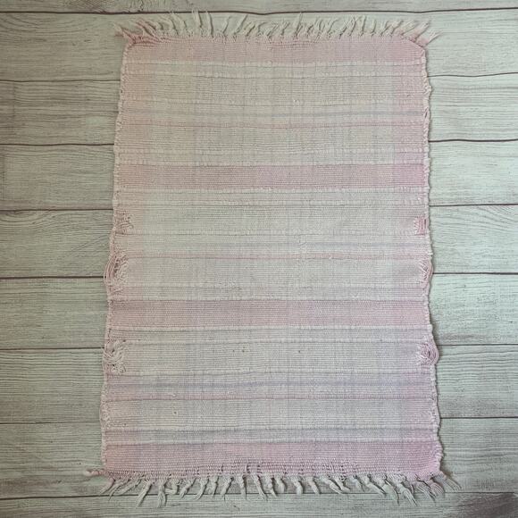 Light Pink and Purple Plaid Rug with Knotted Tassel Ends - Picture 8 of 16